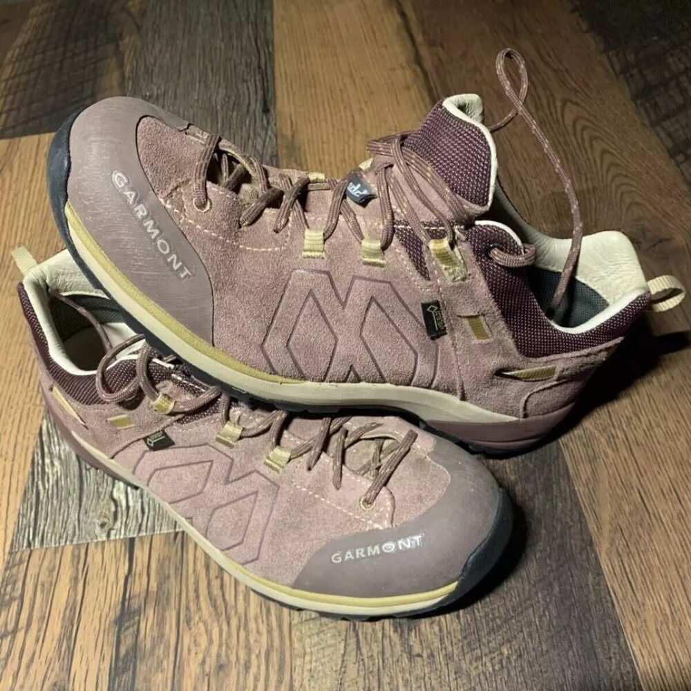 Garmont Men’s Gore Tex Suede Burgundy Hiking Shoes Vibram Sole Size 10